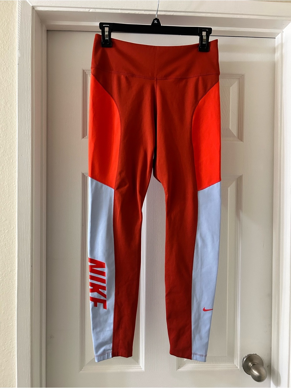 Nike Girls' Red and White Colorblock Athletic Leggings